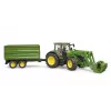Traktor BRUDER John Deere 7R 350 esilaaduri ja tandemteljega kallurhaagisega, plastik, vanus 3+