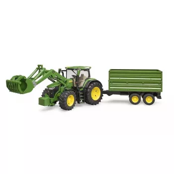 Traktor BRUDER John Deere 7R 350 esilaaduri ja tandemteljega kallurhaagisega, plastik, vanus 3+