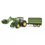 Traktor BRUDER John Deere 7R 350 esilaaduri ja tandemteljega kallurhaagisega, plastik, vanus 3+