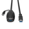 Lindy 10m USB 3.0 aktiivne pikendus, 10 m, USB A, USB A, USB 3.2 Gen 1 (3.1 Gen 1), 5 Gbit/s, Must