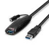 Lindy 10m USB 3.0 aktiivne pikendus, 10 m, USB A, USB A, USB 3.2 Gen 1 (3.1 Gen 1), 5 Gbit/s, Must