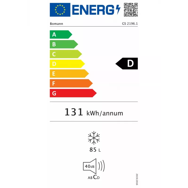 Vertikaalsügavkülmik BOMANN GS 2196.1 — 85 L, D klass, 3 sahtlit, ümberpööratav uks, 10 kg/24h