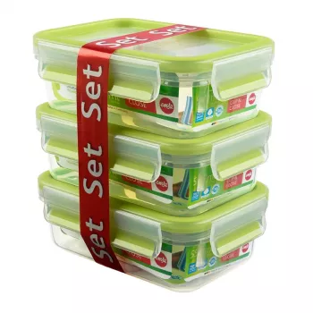 EMSA 508570 toidu säilituskonteiner Ristkülikukujuline karp 0,55 L Läbipaistev 3 tk