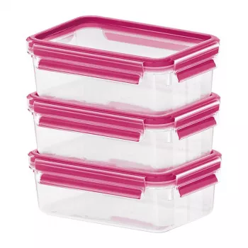 EMSA 515582 toidu säilitamise konteiner Ristkülikukujuline karp 0,55 L Roosa, Läbipaistev 3 tk