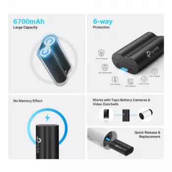 TP-Link Tapo akupakk, Aku, Universaalne, TP-Link, Must, Tapo C420, Tapo C400, Tapo D230, Liitium