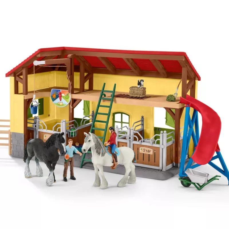 schleich FARM WORLD Hobusetall, Talu, Taluloomad / talumänguasjad, 3 a, Mitmevärviline, Plastik