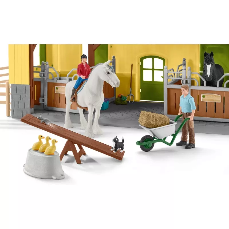 schleich FARM WORLD Hobusetall, Talu, Taluloomad / talumänguasjad, 3 a, Mitmevärviline, Plastik