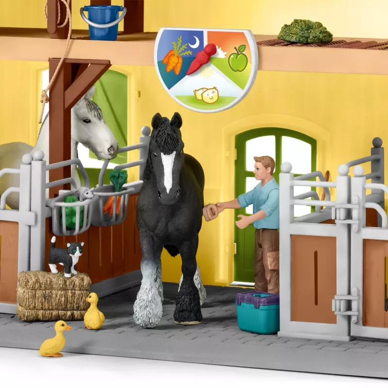schleich FARM WORLD Hobusetall, Talu, Taluloomad / talumänguasjad, 3 a, Mitmevärviline, Plastik