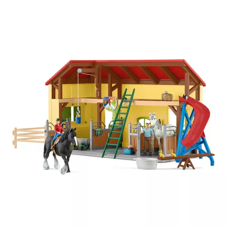 schleich FARM WORLD Hobusetall, Talu, Taluloomad / talumänguasjad, 3 a, Mitmevärviline, Plastik