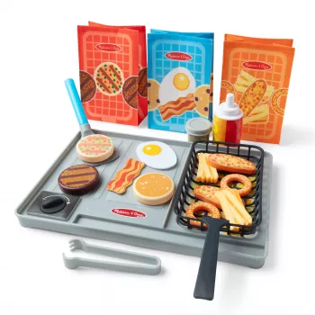 Melissa & Doug Flip & Fry Grill mängukomplekt Water WOW värvimuutva mängutoiduga, eelkooliealine mänguasi, vanusele 3+