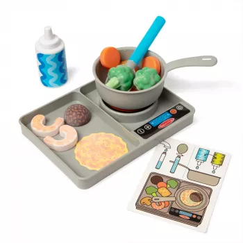Melissa & Doug Simmer & Stir Stovetop Play Set koos Water WOW värvimuutva mängutoiduga, eelkooliealine mänguasi, vanusele 3+