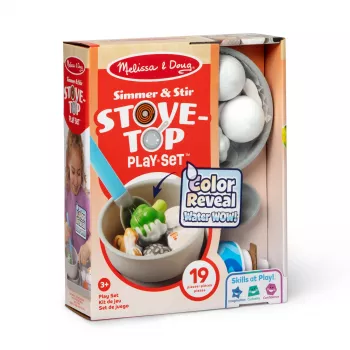 Melissa & Doug Simmer & Stir Stovetop Play Set koos Water WOW värvimuutva mängutoiduga, eelkooliealine mänguasi, vanusele 3+
