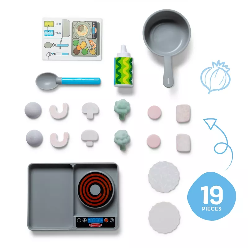 Melissa & Doug Simmer & Stir Stovetop Play Set koos Water WOW värvimuutva mängutoiduga, eelkooliealine mänguasi, vanusele 3+