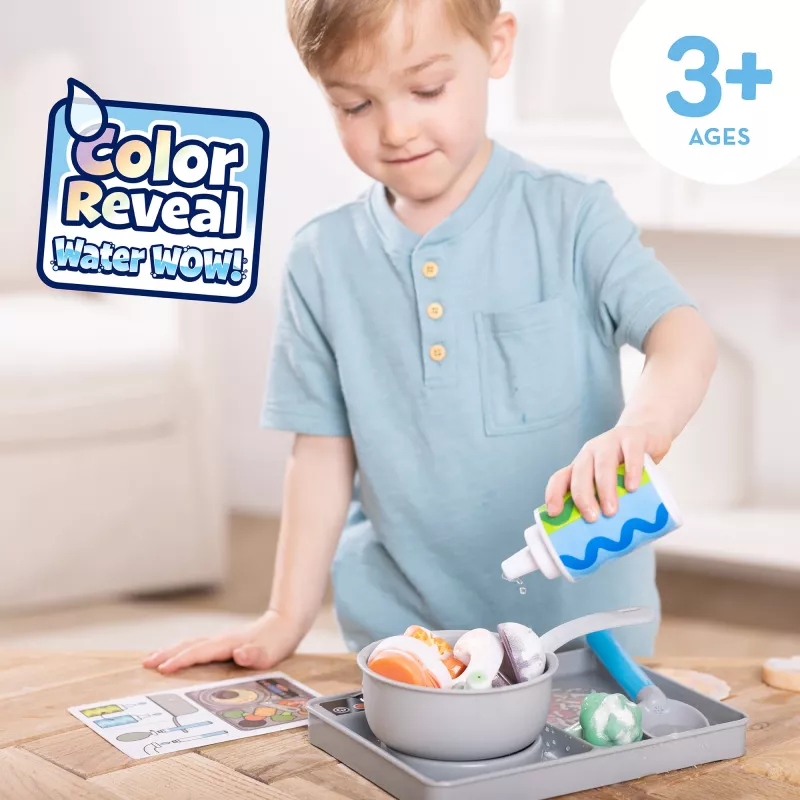 Melissa & Doug Simmer & Stir Stovetop Play Set koos Water WOW värvimuutva mängutoiduga, eelkooliealine mänguasi, vanusele 3+