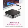 ICY BOX 7-in-1 USB4® dokkimisjaam kahe video väljundiga, juhtmega, USB4, 60 W, 3.5 mm, 10,100,1000 Mbit/s, antratsiit