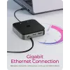 ICY BOX 7-in-1 USB4® dokkimisjaam kahe video väljundiga, juhtmega, USB4, 60 W, 3.5 mm, 10,100,1000 Mbit/s, antratsiit
