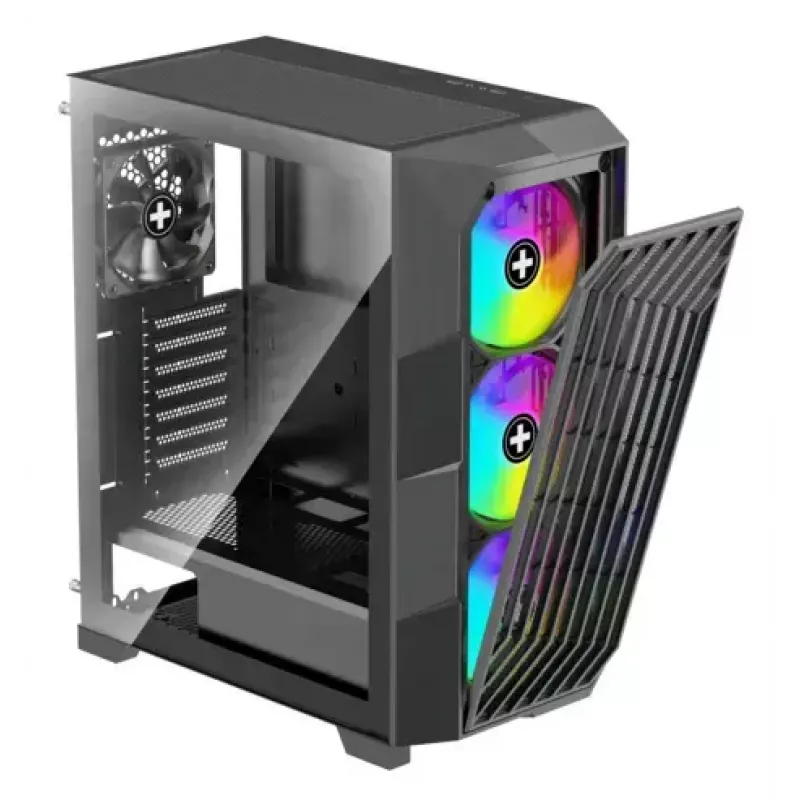 PC Midi Torni korpus XILENCE Performance A+ BREEZE II — must, karastatud klaas, toetab ATX/Micro‑ATX/Mini‑ITX, 3x140mm ees, 1x120mm taga