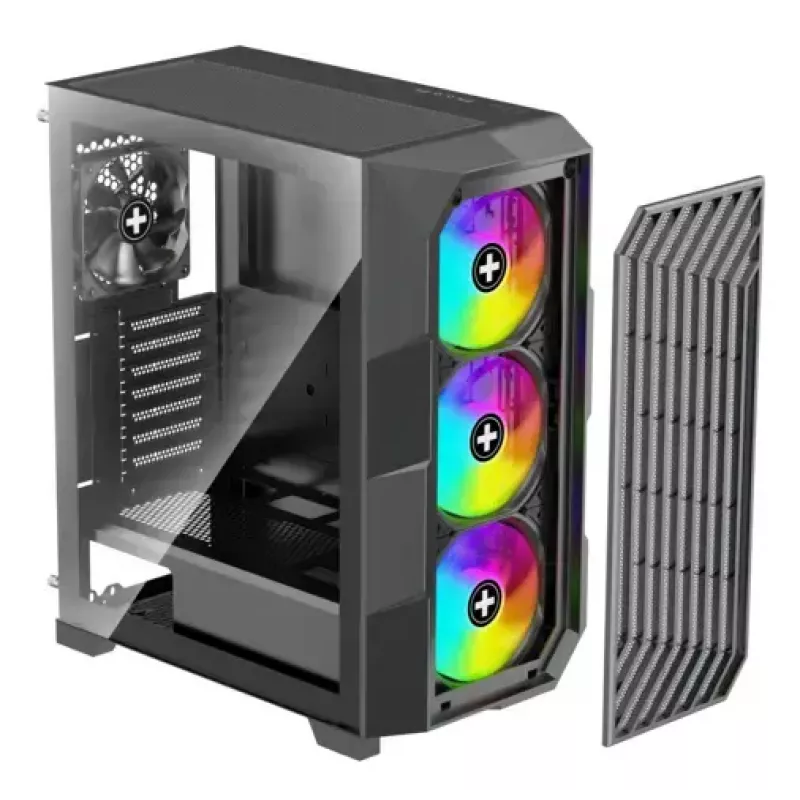 PC Midi Torni korpus XILENCE Performance A+ BREEZE II — must, karastatud klaas, toetab ATX/Micro‑ATX/Mini‑ITX, 3x140mm ees, 1x120mm taga