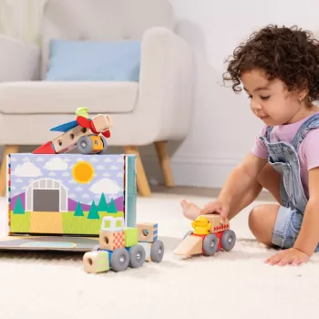Puidust ühendatavate sõidukite ehituskomplekt Melissa & Doug Blockables, 54 tk, ühendatav, FSC-sertifikaadiga