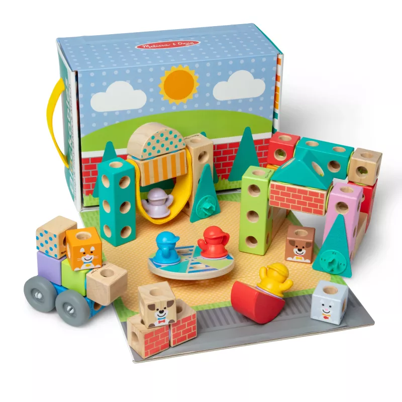 Melissa & Doug MDT BBN Blockables Town Pyst GML, 2 a, 73 tk, plastik, puit