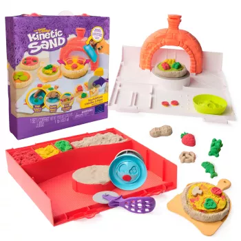 Kinetic Sand, SquishPizza tõusev pizzaahju mängukomplekt, loomingulised lihavõttekingid, sisaldab 0,45 kg vormitavat mänguliiva ja 5 tööriista, mängutoidu kunsti- ja meisterdamismänguasjad lastele