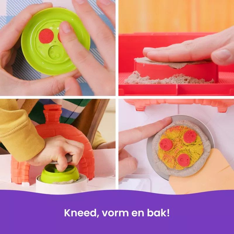 Kinetic Sand, SquishPizza tõusev pizzaahju mängukomplekt, loomingulised lihavõttekingid, sisaldab 0,45 kg vormitavat mänguliiva ja 5 tööriista, mängutoidu kunsti- ja meisterdamismänguasjad lastele