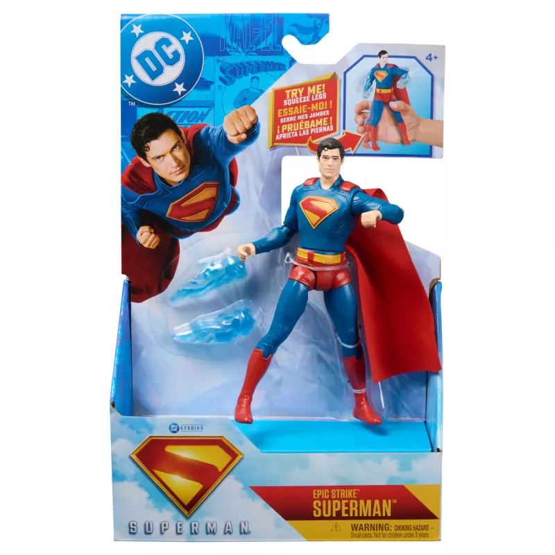 DC Comics , SUPERMAN Epic Strike tegevusfiguur, 6-tolline, autentse filmistiiliga, sisaldab 2 tarvikut, mänguasjad poistele ja tüdrukutele alates 4. eluaastast