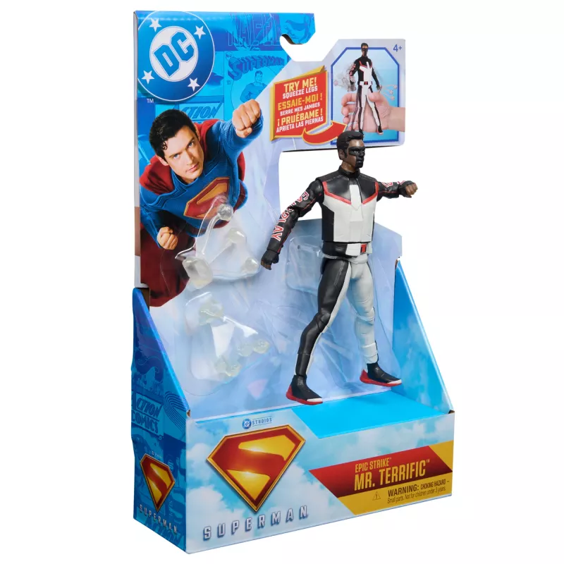 DC Comics, SUPERMAN, Mr. Terrific, Epic Strike tegelaskuju, 6-tolline, autentne filmistiil, sisaldab 2 tarvikut, laste mänguasjad poistele ja tüdrukutele alates 4 aastast