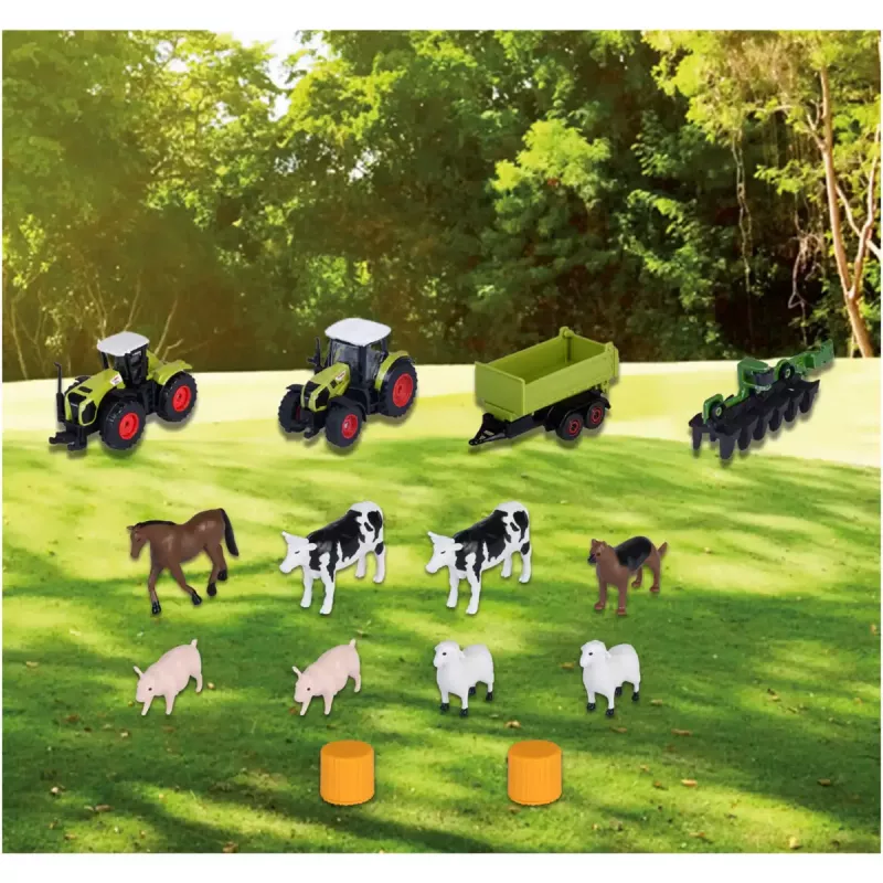 Mängukomplekt Simba‑Dickie Majorette CLAAS Farm Playset — mänguhooned, taluteemaline mängukomplekt
