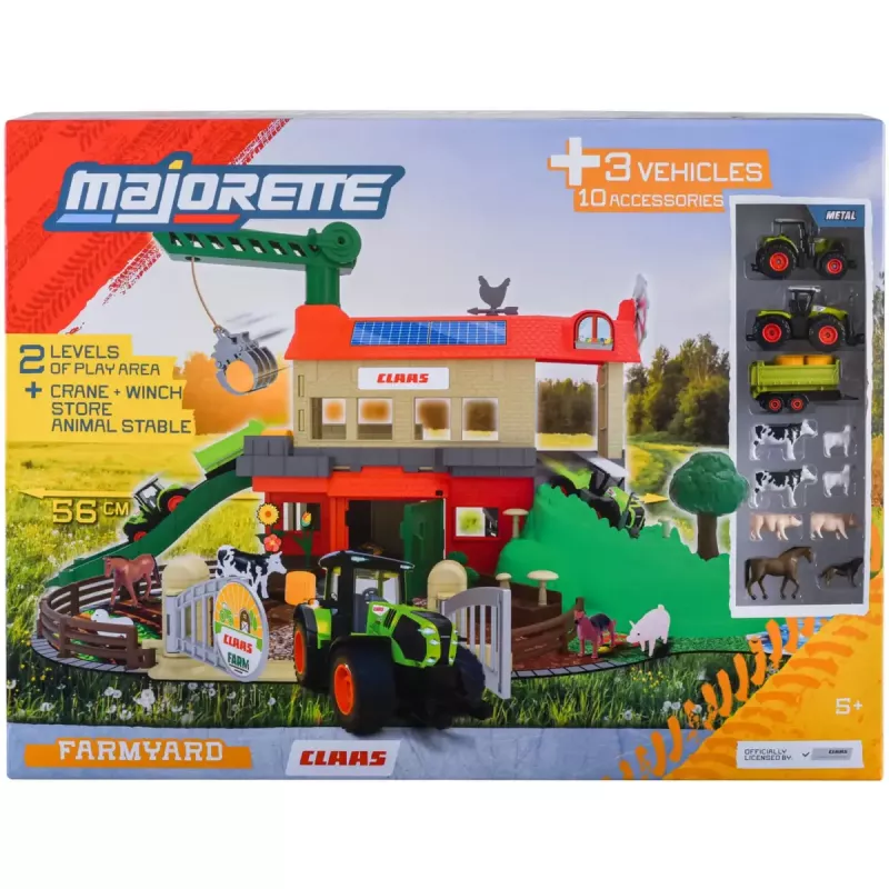 Mängukomplekt Simba‑Dickie Majorette CLAAS Farm Playset — mänguhooned, taluteemaline mängukomplekt