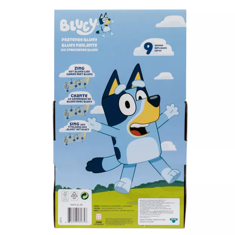 Moose Toys Pratende BLUEY, Multifilmi tegelane, 3 a, Heliga, AA, Patareid kaasas
