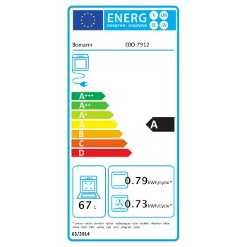 Sisseehitatav elektriahi BOMANN EBO 7912 — 67 L, 3650 W, puutetundlik, pürolüütiline puhastus, must