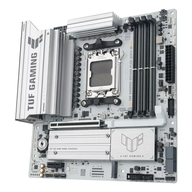 Emaplaat ASUS TUF GAMING B850M-PLUS WIFI7 W, AMD B850, Socket AM5, micro ATX, DDR5, 4×DIMM, kuni 256 GB, Wi‑Fi 7, 2.5Gb Ethernet