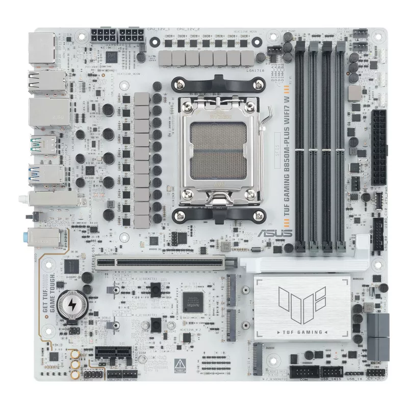 Emaplaat ASUS TUF GAMING B850M-PLUS WIFI7 W, AMD B850, Socket AM5, micro ATX, DDR5, 4×DIMM, kuni 256 GB, Wi‑Fi 7, 2.5Gb Ethernet