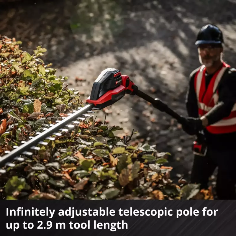 Juhtmeta teleskoophekilõikur EINHELL GP-HH 18/50 Li T BL-Solo — 18V, 50 cm lõikelatt, teleskoopiline ulatus