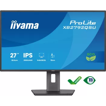 Monitor IIYAMA ProLite XB2792QSU-B1 27” IPS QHD 2560×1440 3 ms 178° VESA kõrguse reguleerimisega alus USB 3.2 jaotur kõlarid must B energia