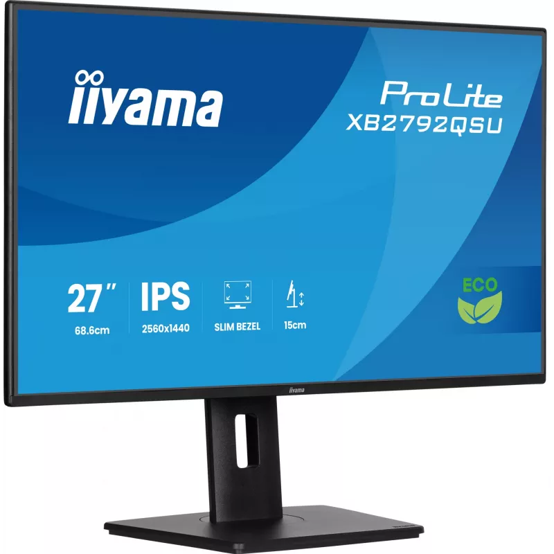 Monitor IIYAMA ProLite XB2792QSU-B1 27” IPS QHD 2560×1440 3 ms 178° VESA kõrguse reguleerimisega alus USB 3.2 jaotur kõlarid must B energia
