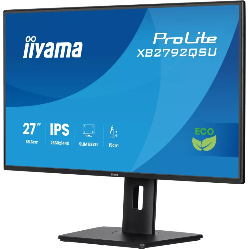Monitor IIYAMA ProLite XB2792QSU-B1 27” IPS QHD 2560×1440 3 ms 178° VESA kõrguse reguleerimisega alus USB 3.2 jaotur kõlarid must B energia