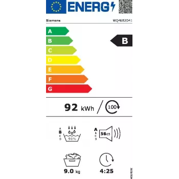 Siemens iQ700 WQ46B2D41 pesukuivatusrest Vabaltseisev Eestlaetav 9 kg Valge