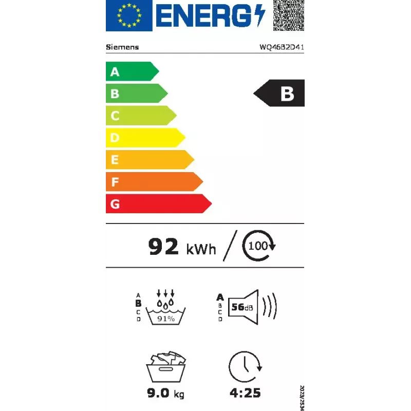 Siemens iQ700 WQ46B2D41 pesukuivatusrest Vabaltseisev Eestlaetav 9 kg Valge