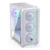 PC Midi Torn korpus ENDORFY ARX 500 ARGB Valge — karastatud klaas, toetab ATX/Micro-ATX/Mini-ITX, 3x140mm ees + 1x140mm taga, 1×3,5-tolline + 6×2,5-tollist pesa