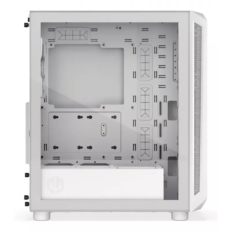 PC Midi Torn korpus ENDORFY ARX 500 ARGB Valge — karastatud klaas, toetab ATX/Micro-ATX/Mini-ITX, 3x140mm ees + 1x140mm taga, 1×3,5-tolline + 6×2,5-tollist pesa