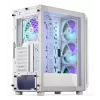 PC Midi Torn korpus ENDORFY ARX 500 ARGB Valge — karastatud klaas, toetab ATX/Micro-ATX/Mini-ITX, 3x140mm ees + 1x140mm taga, 1×3,5-tolline + 6×2,5-tollist pesa