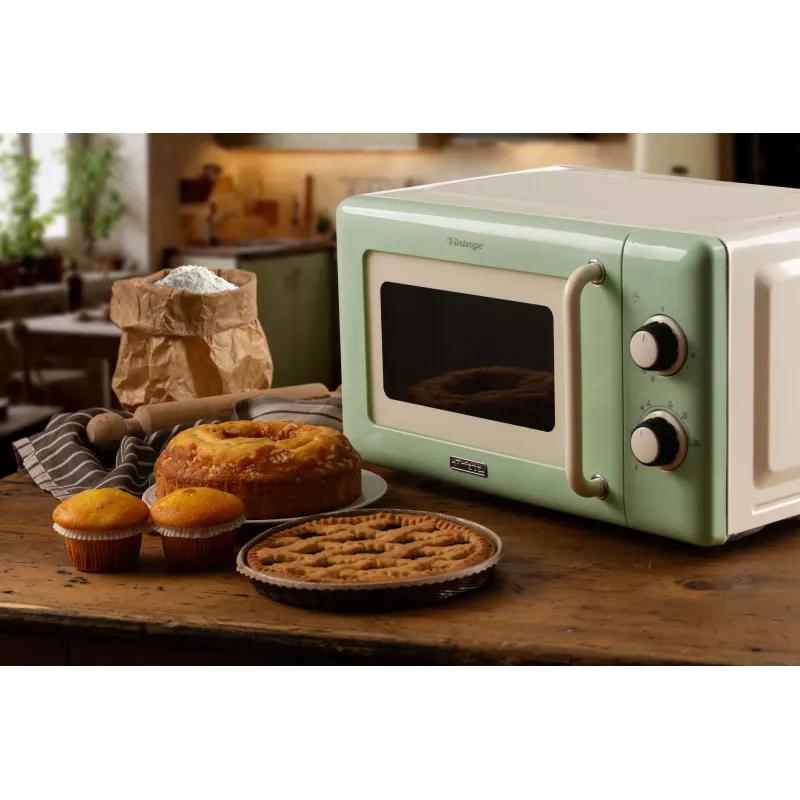 Ariete Vintage Line 3960 Vintage mikrolaineahi, 800W, maht 20L, 3 funktsiooni, 5 küpsetustaset, taimer, roheline
