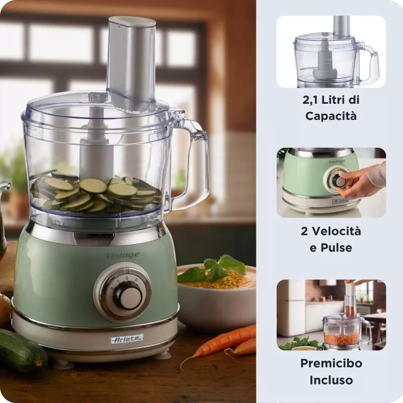 Köögikombain ARIETE Vintage Line 1781/04 — 1000 W, 2,1 L, roheline