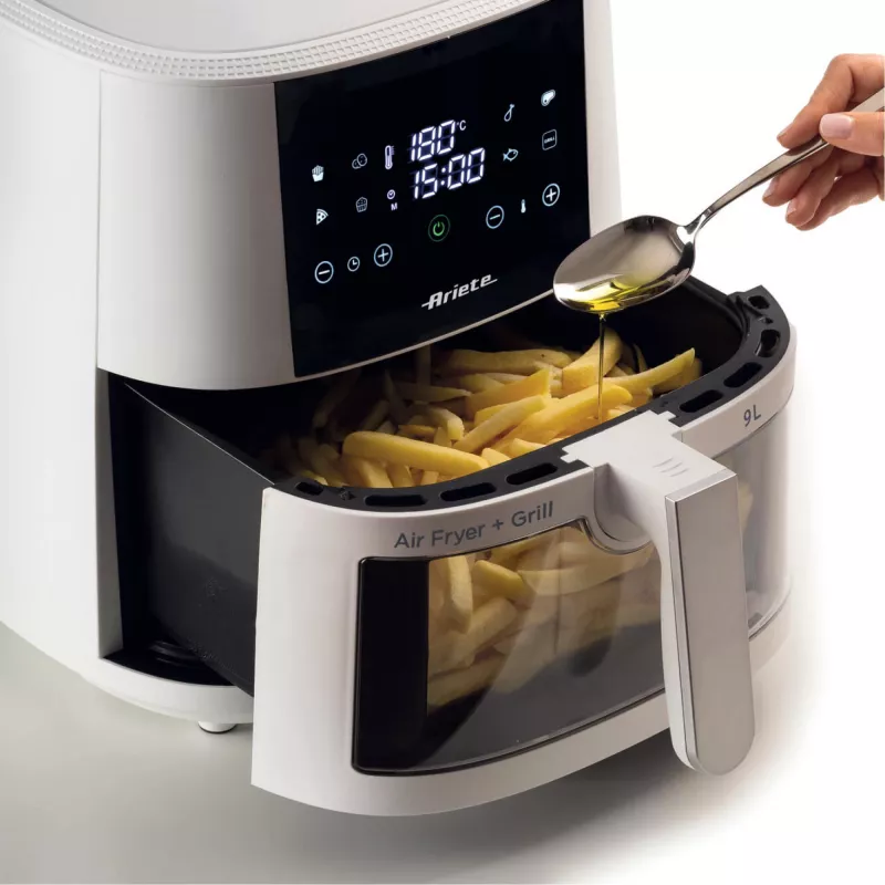Ariete 4630 Õhufritüür 9L, 1300W, Maht 9L, Toiduvalmistamismaht 2,5kg, 8 eelseadistatud programmi, Temperatuur kuni 200°, Läbipaistev korv toiduvalmistamise kontrollimiseks, Valge