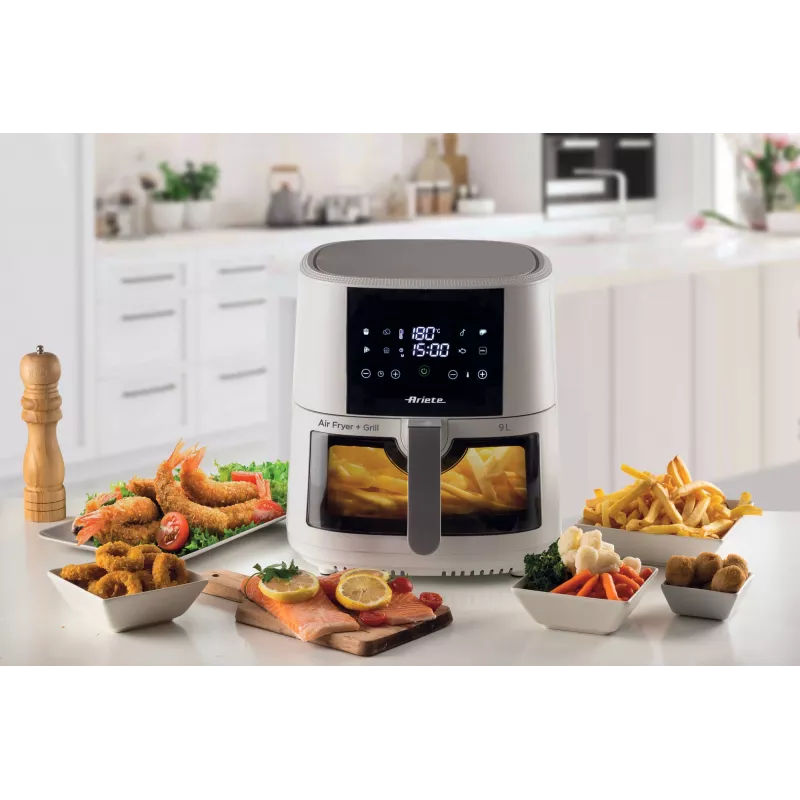 Ariete 4630 Õhufritüür 9L, 1300W, Maht 9L, Toiduvalmistamismaht 2,5kg, 8 eelseadistatud programmi, Temperatuur kuni 200°, Läbipaistev korv toiduvalmistamise kontrollimiseks, Valge