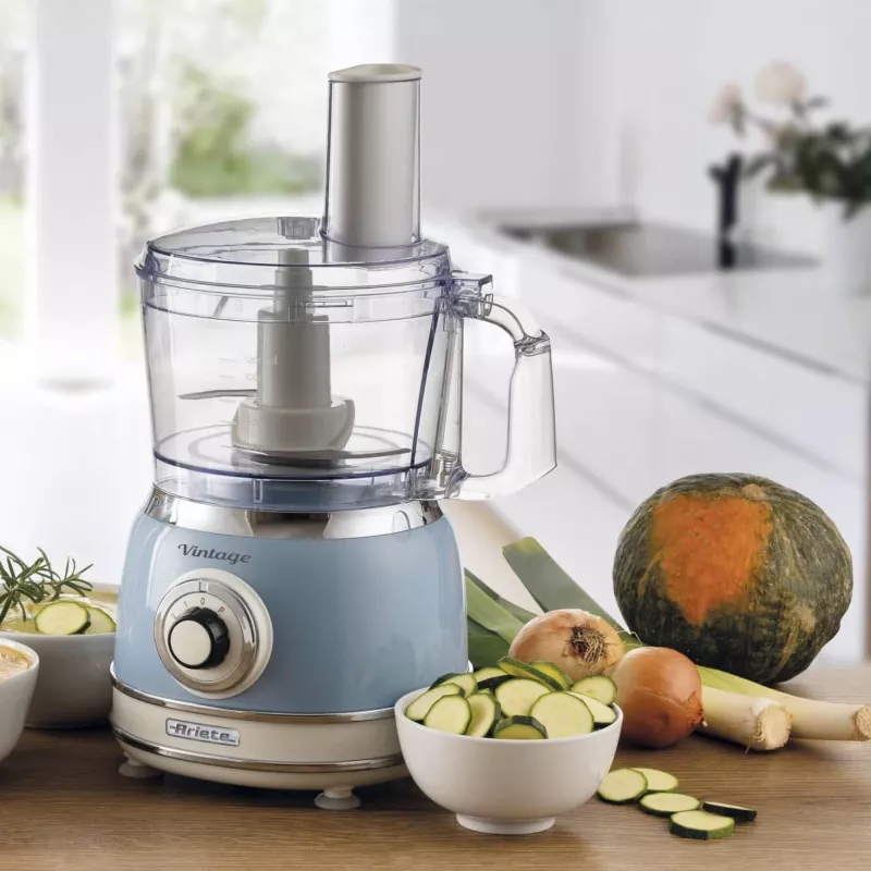 Köögikombain ARIETE Vintage Line 1781/05 — 1000 W, 2,1 L kauss, pöördnupp, roostevabast terasest tera, sinine