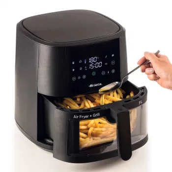 Ariete 4630 Õhufritüür 9L, 1300W, Mahutavus 9L, Toiduvalmistamise maht 2,5 kg, 8 eelseadistatud programmi, Temperatuur kuni 200°, Läbipaistev korv toiduvalmistamise kontrollimiseks, Must