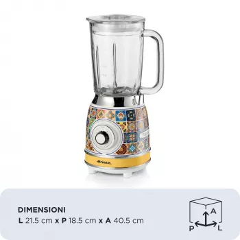 Ariete 583 Positano blender 1,5-liitrise klaaskannuga, 4 roostevabast terasest teraga, 4 kiirust + impulss, 1000 W